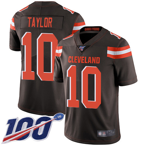 Cleveland Browns Taywan Taylor Men Brown Limited Jersey 10 NFL Football Home 100th Season Vapor Untouchable